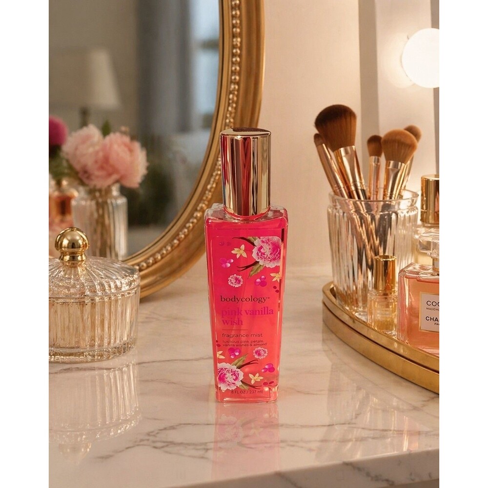 Bodycology Pink Vanilla Wish Fragrance Mist 8 fl oz Warm Vanilla Peony Almond Sp